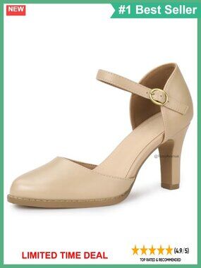 Women's Closed Toe Chunky High Heels D'Orsay Dress Pumps Faux Leather